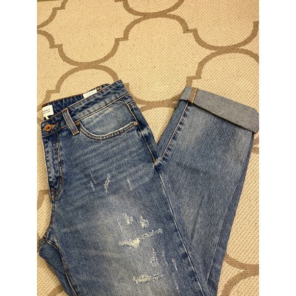 Special A Denim - Special A Distressed Medium Wash Straight Mid rise Blue Jeans, Size 9